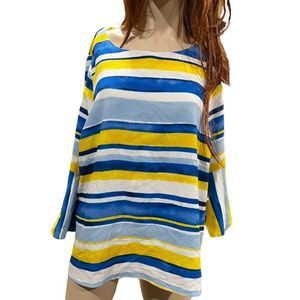 Size 16W striped top by Jessica London amazing detailed flared sleeves HOST PICK